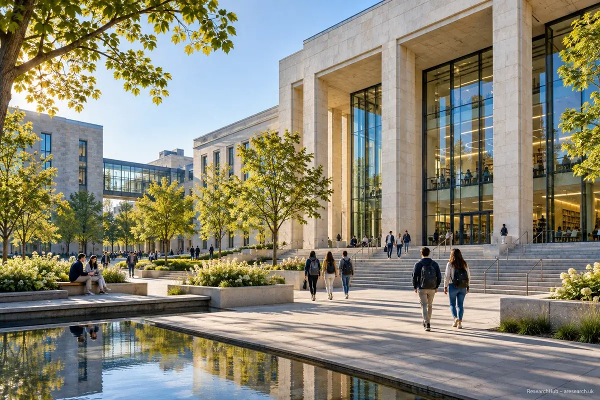 A contemporary university campus and its academic library